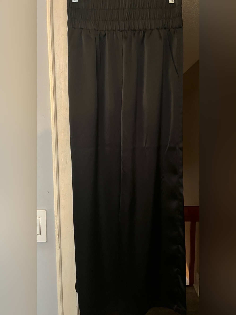 Sincerely Jules Black Shiny Silk Feel, Wide leg with Elastic Waistband